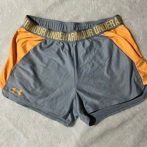 Under Armour Women's Athletic Shorts in Gray and Orange